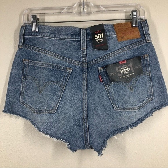 Levi's Premium Big E 501 Micro High Rise Super Short Button Fly Jean Shorts 29 - Picture 8 of 12